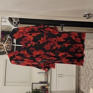 NWT Calvin Klein Red & Black Floral Dress